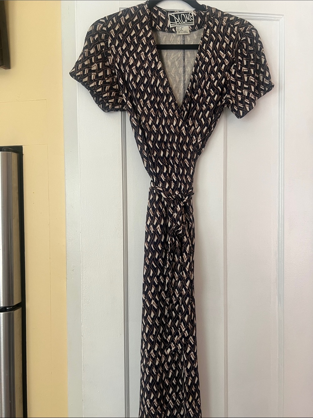 a.n.a Black and Tan Geometric Wrap Maxi Dress